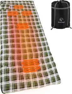 Heated Sleeping Bag Pad, Heated Sleeping Bag Liner, 5 Heating Zones, 3 Adjustable Heat Settings USB Heating Pad for Cold Weather Camping Backpacking or Hiking, Green/Red