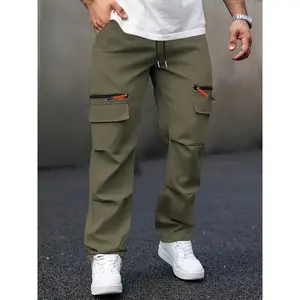Plus Size Men 3-Pack Lightweight Ice Silk Work Cargo Pants, Elastic Waist Casual Trousers, Multi Pocket Zipper Flap Design, Spring Autumn Outdoor Sweatpants for Fishing Hiking Camping Sports Daily Casual black fits tiktokshopspringglowup