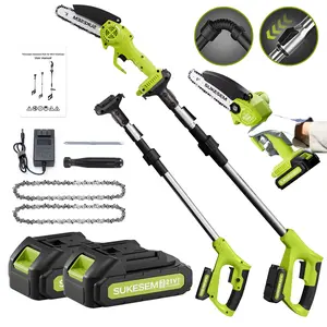 2-in-1 wireless 6-inch pole saw, electric pole saw for tree pruning, equipped with 1/2X2.0Ah battery, extended pole chain saw, branch cutter trimmer summervibes
