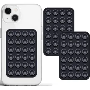2 Pack  Suction Phone Case Adhesive Mount,  Grip Holder for Selfies and Videos, Hands-Free Sticky Phone Grip for  and Android, 2.17" x 3.15" (Black)