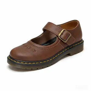 BlaneBlue Women's Brown Floral Embossed Mary Jane Shoes,Vintage T-Strap Buckle Low-Top Flats, Non-Slip RubberSole Casual Footwear outdoorfun