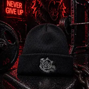 Wolfhouse Beanie | Heavy Knit Winter Hat | “Never Give Up” Streetwear