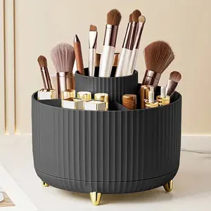 360° Rotate Makeup Brush Holder Organizer, Makeup Organizers Countertop, Makeup organization and Skincare Storage for Vanity, Desktop, Bathroom (Black)