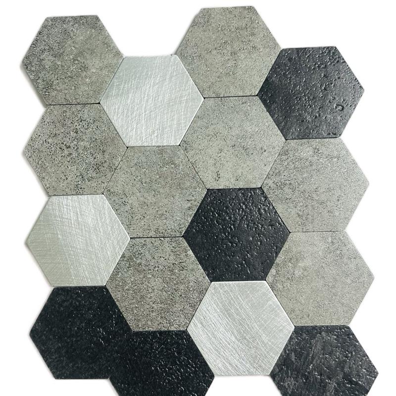 1.25" Silver Grey and Black Hexagon Peel and Stick Tile for Your Decor Needs