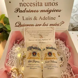 First Comunion Godparent Proposal Box with Customized Glasses Set for  Perfect for Magical Padrinos