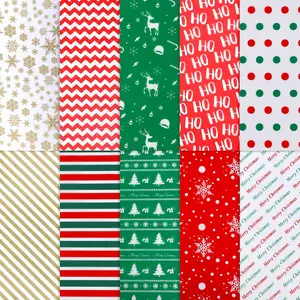 100 Sheets Christmas Tissue Paper Set 10 Patterns Xmas Bulk Gift Wrapping Bag 19.7x13.8 Inch for DIY Crafts Birthday Holiday Decoration