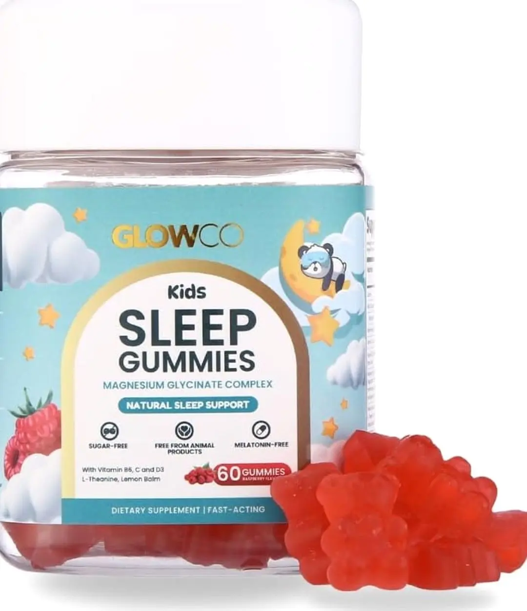 GLOWCO Magnesium Glycinate Sleep Gummies for Kids | Melatonin-Free, Natural Fast Sleep Aid Gummies (Pack of 1)