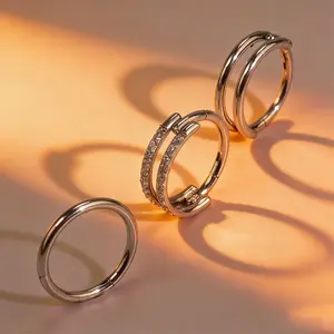18G Double Hoop Hinged Segment Nose Ring 316L Stainless Steel for Conch, Nose Piercing, Daily Wear. septum ring