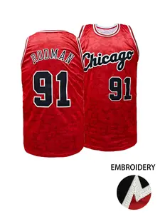 Men's Chicago #91 Basketball Jersey, Breathable Polyester Fabric Basketball Vest, Basketball Clothing for Games, Training & Casual Wear,Gym clothes, Sports Jersey, Sports Top,Breathable Athletic Top, Vintage Basketball Jersey