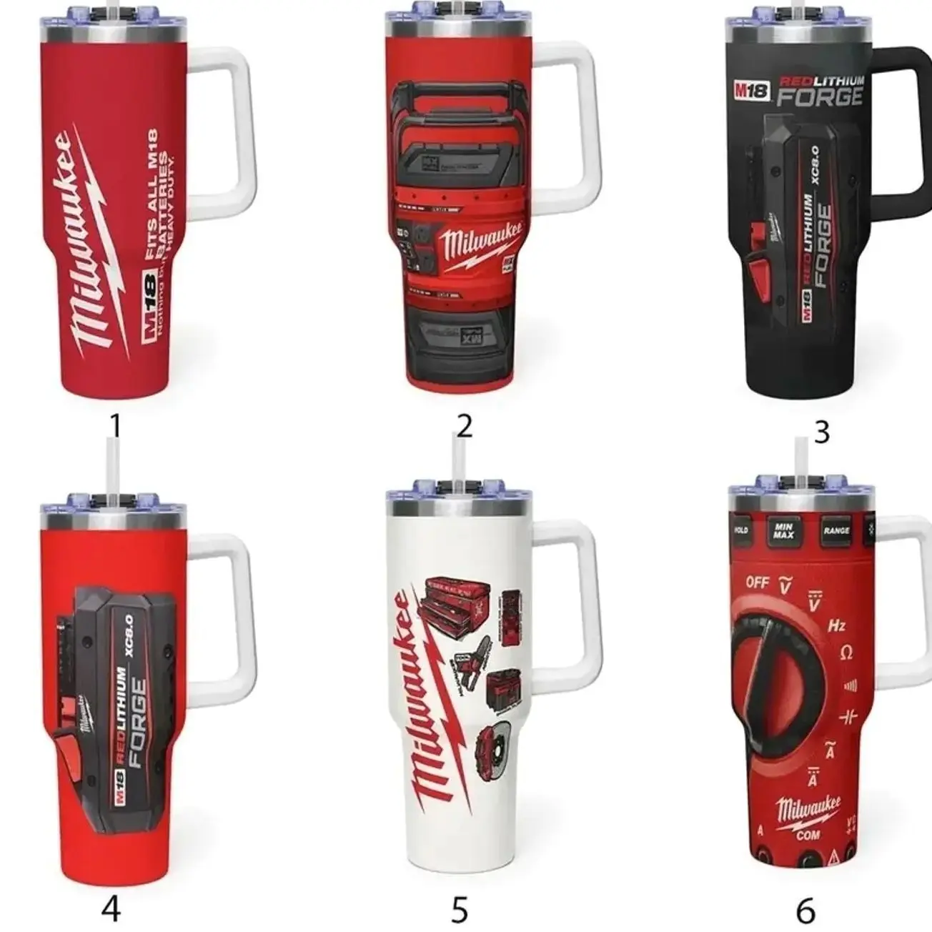Milwaukee M18 Aesthetic Pattern 40oz Tumbler with Handle – Insulated Travel Mug Tool Lover Gift