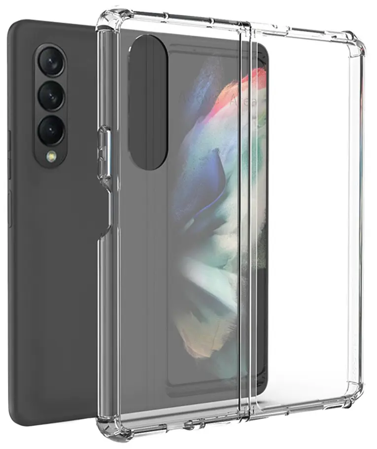 Clear Case for Galaxy Z Fold3, Nakedcellphone Slim Transparent TPU Shell Protector Cover [Anti-Ahock Corners] for Samsung Galaxy Z Fold 3 5G (SM-F926, 2021)