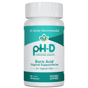NEW 2026!!! pH-D Feminine Health Support - 600 mg Boric Acid Suppositories - Woman Owned - for Vaginal Odor Use - 36 Count