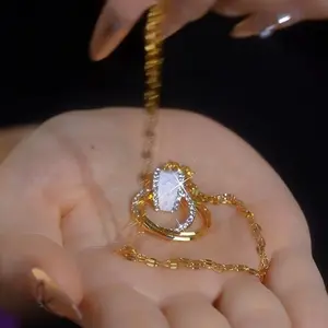 LisiZen Three-Ring Diamond-Embedded Necklace Stylish Collarbone Chain European and American Cross-Border Fashion Jewelry DZXL4070