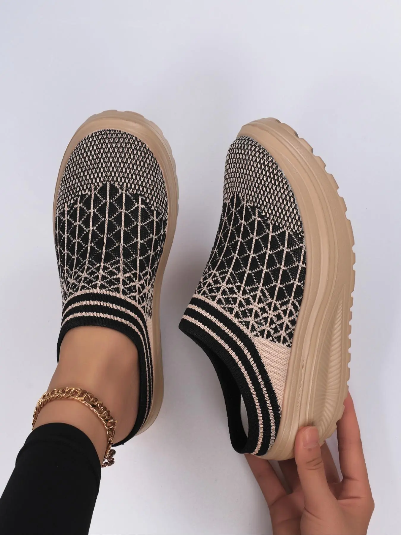 Women's Fashionable Breathable Knit Sneakers, Casual Comfortable Non-slip Sports Running Shoes, Walking Shoes, All-match Basic Shoes for Daily Wear, Breathable Slip ons, Slipon