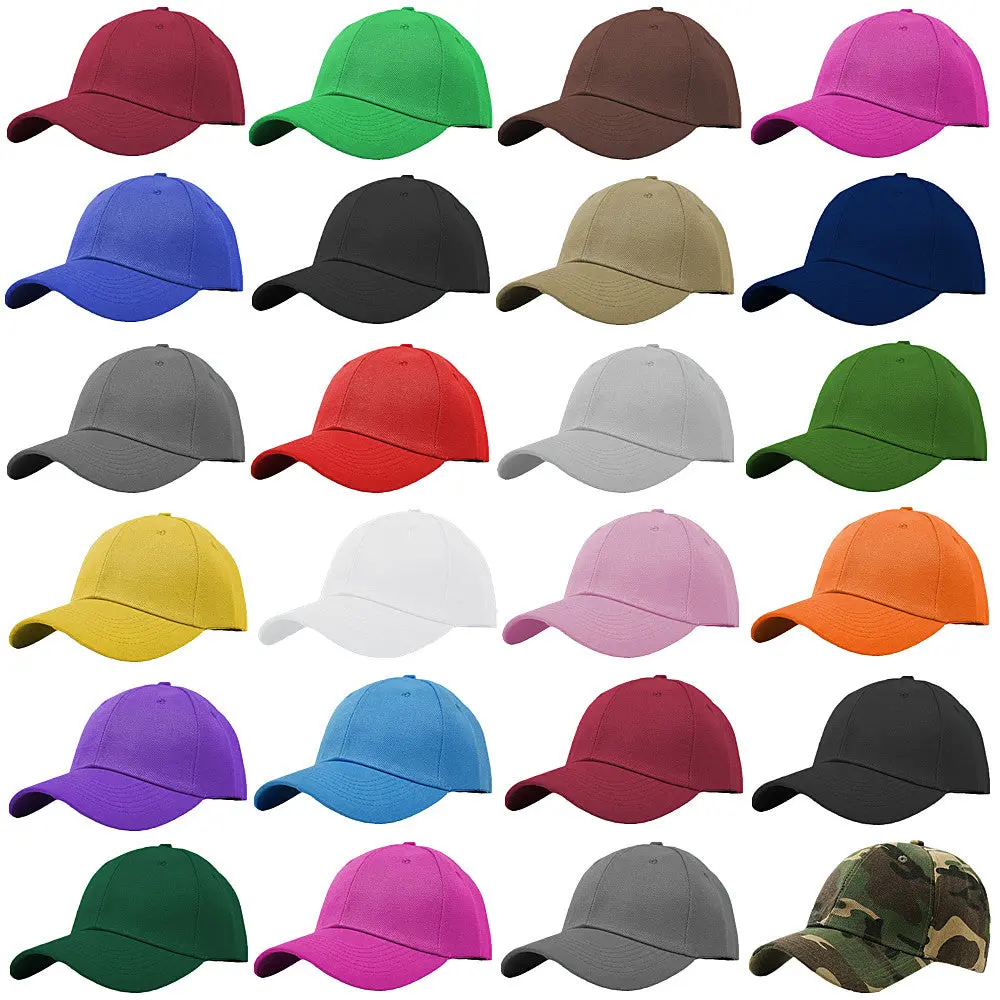 Unisex Plain Solid Baseball Cap Blank Curved Hook & Loop Strap Adjustable Sun Visor Ball Hat Cpas Casual Outdoor Hat Athletic Hat