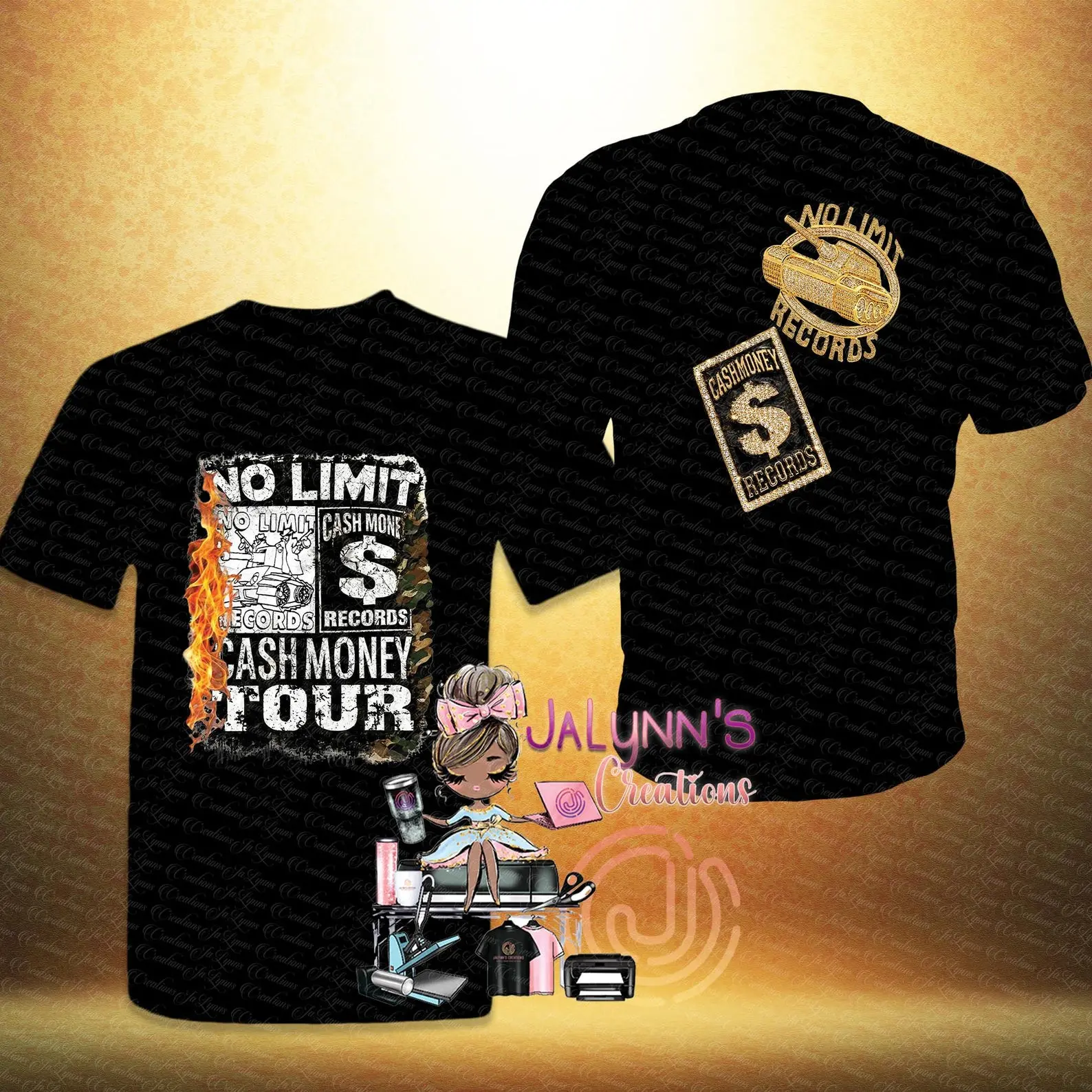 No Limit Cash Money Tour Shirt II CashMoney Records vs No Limit Records Hot Boys, Cash Money Millionaires custom T-shirt in black, white, and now red