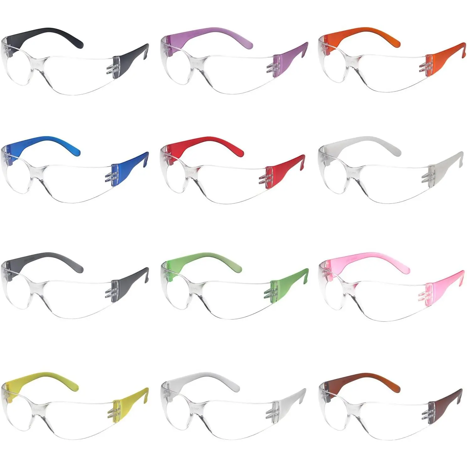12-Pack ANSI Z87+ Certified Safety Glasses Z87, Ultrasafe Workwear Protection Eyewear for Men/Women with UV Defense, Multi-Purpose Nitrile Exam Gloves, Protection Safety Glasses