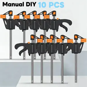 Professional Woodworking Clamp Set, 10pcs Adjustable F Clamps for DIY Crafts, Quick Release Ratchet Jaws, Ideal for Wood Gluing & Pressing