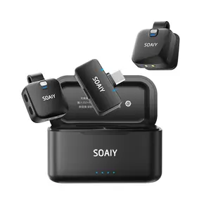 SOAIY SA-V8 Wireless Lavalier Microphone for iPhone/Android/iPad, 328ft/100m Long Range, 3-Level AI Noise Cancelling Mic with Reverb, 68H Battery for TikTok Live, Vlog, YouTube