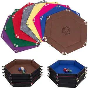 8 Pieces Folding Hexagon Felt Dice Tray Storage Holder for DND RPG MTG and Other Board Games
