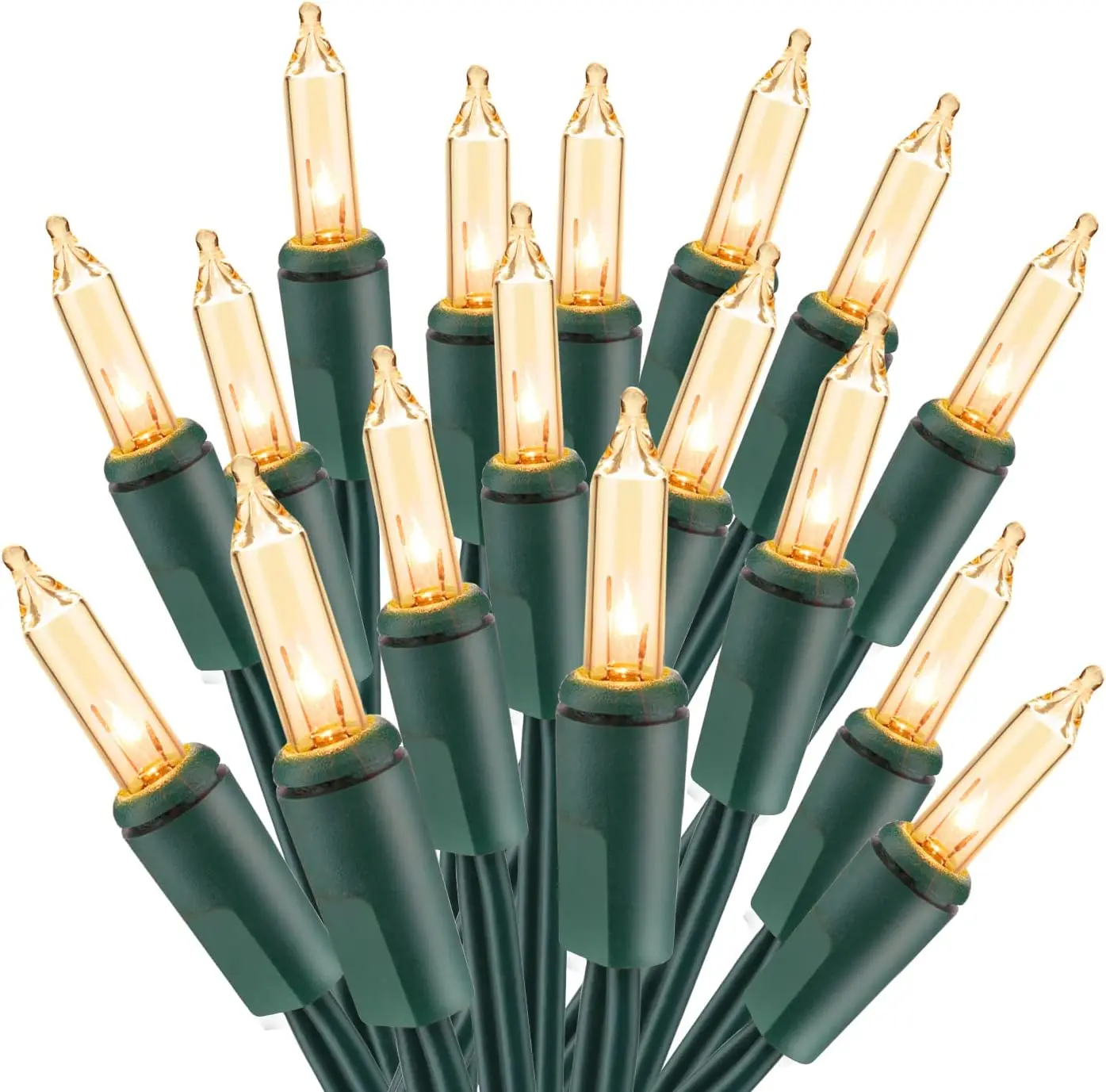 Brizled Clear Christmas Lights,  Incandescent Christmas String Lights, Connectable 120V UL Certified Indoor Xmas Tree Lights for Outdoor Wedding Party Decor, Green Wire