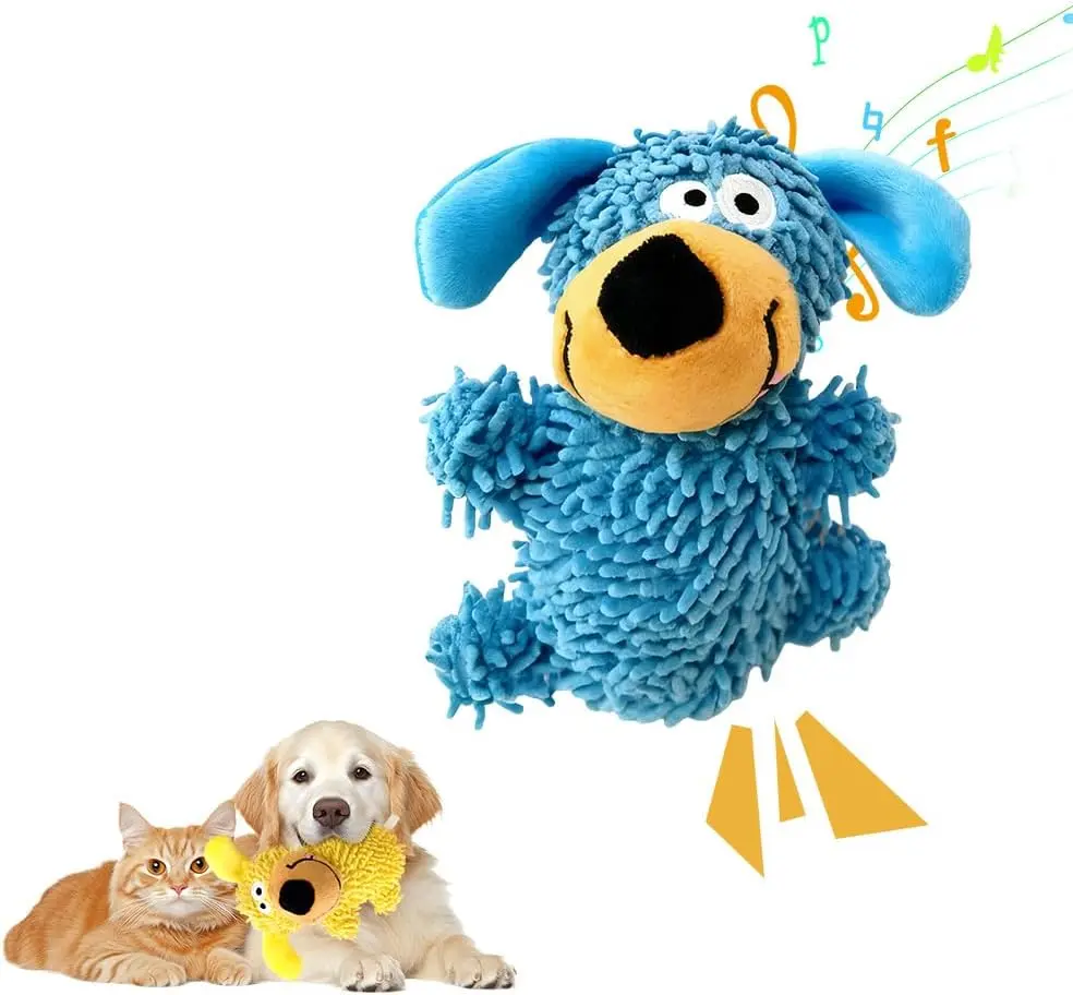Funny Monster Squeaky Dog Toy, Interactive Plush Mop Toy with Fun Sound, Soft Indoor Toy for Puppies & Small Medium Dogs