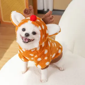 Adorable Reindeer Fleece Costume - Pet Costumes for Small Animals - Soft Cozy Knitted Polyester Pullover for Dogs and Cats - Perfect for Winter and Christmas - Cute Outfit for Your Furry Friend
