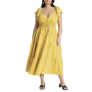 ELOQUII Women's Plus Size Ruffled Tiered Maxi Dress