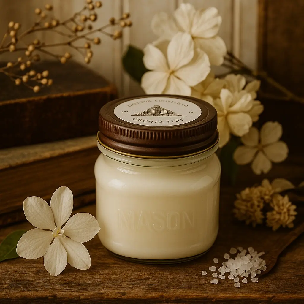 Vintage Homestead 8 oz Non-Toxic Candle Orchid Tide - Floral & Marine Blend with Ozone, Orange, Sea Salt, Freesia, Tonka Bean, Amber, and Musk Scent