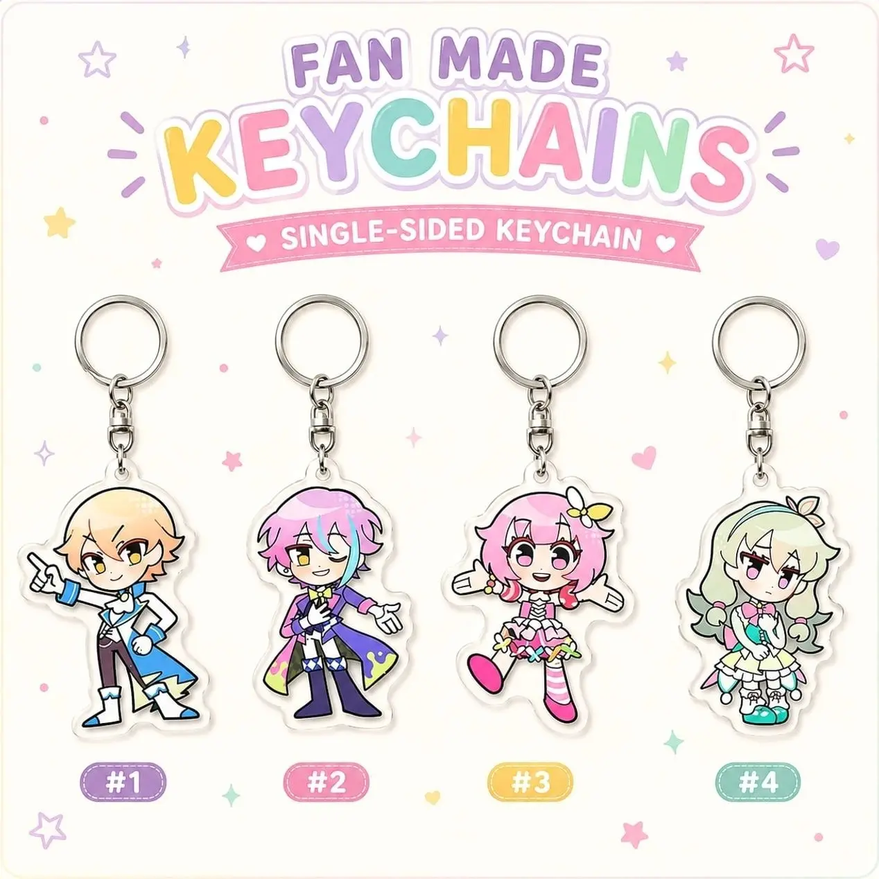 Pastel Idol Chibi Acrylic Keychain, Cute Anime Character Bag Charm, Kawaii Backpack Pendant Gift