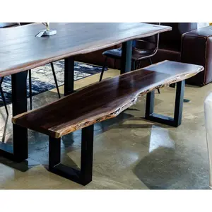 79" Brown and Black Solid Wood Dining Bench