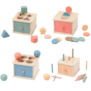 Montessori Sorting Early Education Coin Box Baby Color Recognition Shape Building Blocks Matching Educational Toys Drawer Box Busy Board Matching Game Fine Motor Skills..