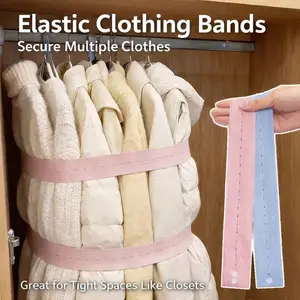 3 PCS of Elastic Clothing Organizer, Travel Luggage Space Saver, Adjustable Clothing Straps, With Buttons And Buckles, Drawer And Wardrobe Organizer, Random Colors