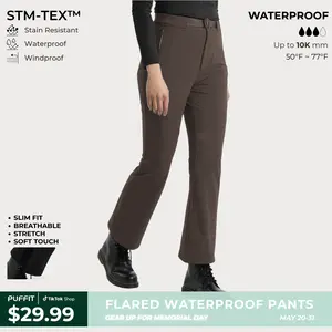 PUFFIT STM-TEX Slim Fit Flared Waterproof Pants With Adjustable Belt, Super stretch, Walk & Outdoor Ready,Comfort Fit,Hiking,Casual Fitted Style