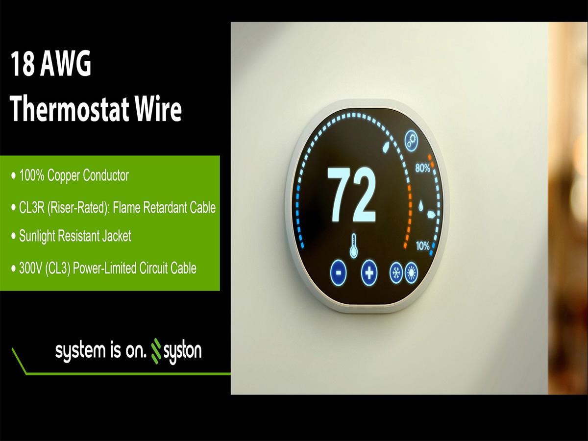 Syston 18/4 Brown Thermostat Control Cable - 18AWG 4 Conductors 100% Solid Copper  CL3R/CMR Rated 300V Low Voltage Wire for HVAC, Doorbells, Heating Systems, Alarm and Intercom Installations Indoor/Outdoor UV Resistant