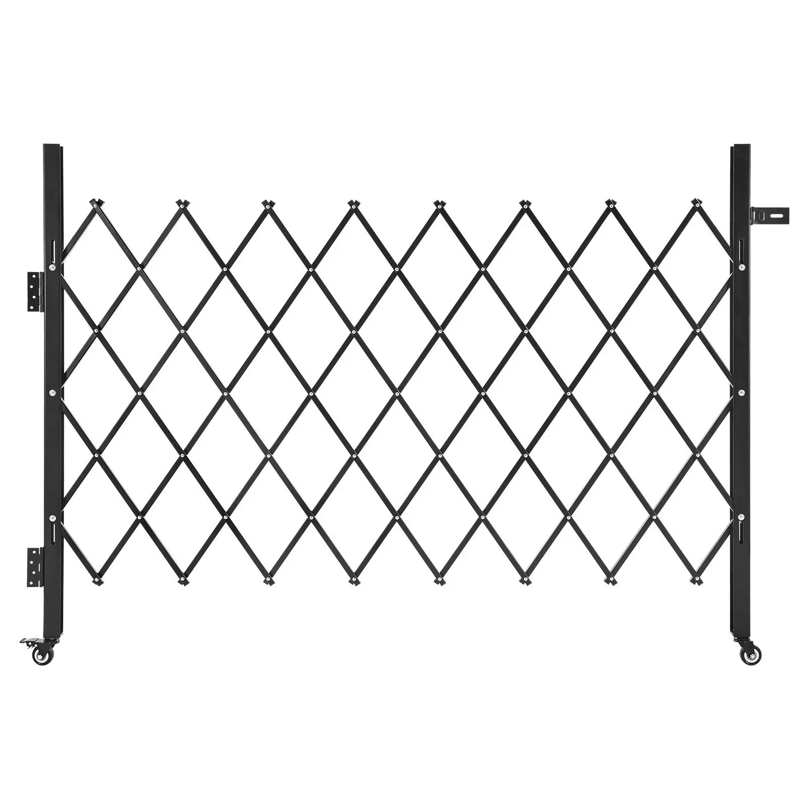 Single Folding Security Gate With Lockable Scissor Gate And 360-Degree Swivel Casters, Outdoor Barricade Steel Retractable Gate For Entry Security In Home, Garage, Warehouse And Pool Area, 66.93 X 51.57 In (W X H)