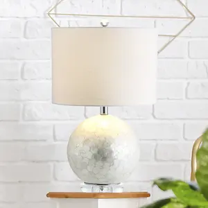JONATHAN Y Zuri Capiz Seashell Sphere LED Table Lamp , for bedroom, living room, foyer, hallways, dining room, dorms