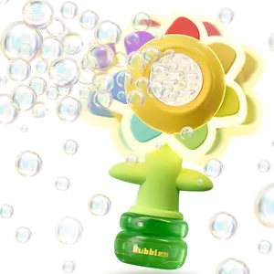 Seven Color Flower Bubble Machine,Seven Color Sunflower Rechargeable Bubble Blower with Lights,Automatic Bubble Maker for Bathtub Bath,Summer Outdoor Toys,Gifts for Family