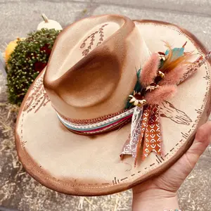 Custom burned hat | hand Burned hat | customized wide brim hat | branded wide brim hat | burned felt hat | western hat | Nashville style hat | concert outfit | country music outfit | Fort Worth outfit | cowboy hat | cowgirl hat | felt hat | etched hat | b