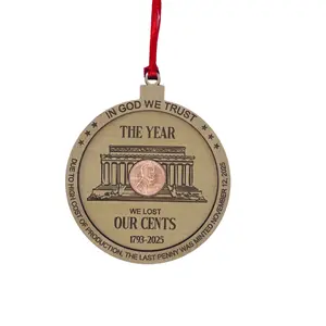 2025 Commemorative Penny Ornament with Uncirculated 2025 Penny, The Year We Lost Our Cents, Christmas Tree Decoration