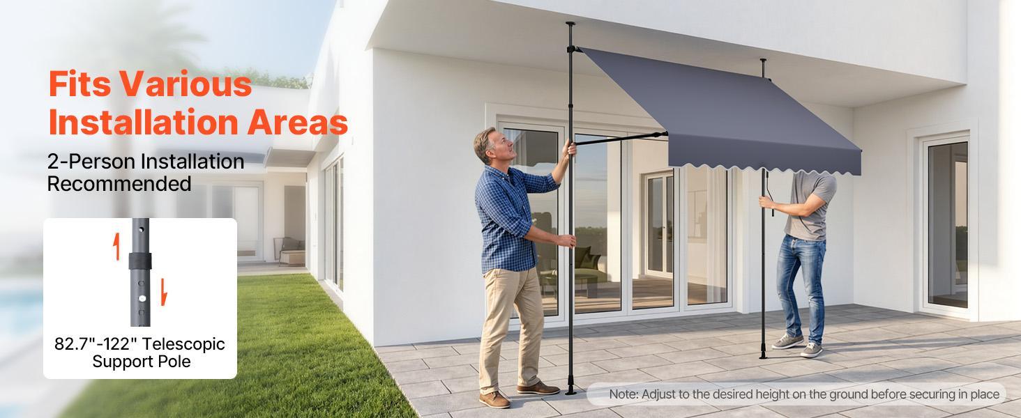 VEVOR Sturdy Manual Retractable Awning, 78" Polyester Parasol Canopy Sun Protection Shelter, Height-Adjustable with Crank Handle for Backyard, Garden - Canopies & Shade Retractable Roof Parasol#BackToSchool VEVOR Sturdy Manual Retractable Awning, 78" Polyester Parasol Canopy Sun Protection Shelter, Height-Adjustable with Crank Handle for Backyard, Garden - Canopies & Shade Retractable Roof Parasol#BackToSchool