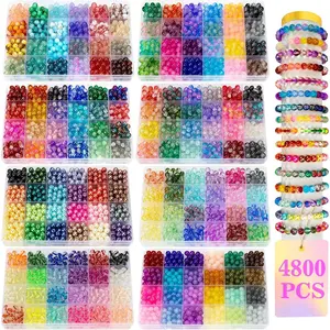 192 Colors 4800 count 8mm Dream Candy Colorful Series Glass Beads Bracelet Making Kit,8 Box Different  Styles  Bead for Making and DIY Crafts
