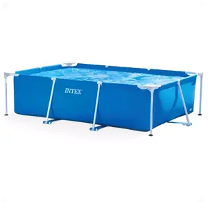 Intex 9' 10" x 6' 7" x 29.5" Metal Frame Rectangle Above-Ground Pool, above ground pool, metal frame pool, backyard swimming, family pool, outdoor recreation, summer fun, rectangular pool, durable frame