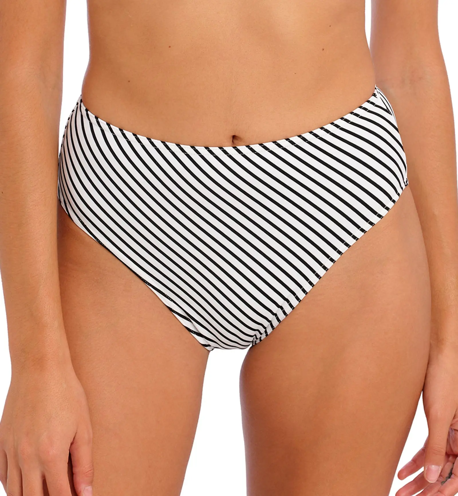 Freya Jewel Cove High Waist High Leg Swim Brief (7236) - Stripe Black