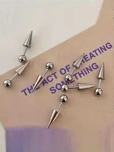 3pcs Stainless Steel Earrings, Long Cone Ear Studs, Unisex Titanium Piercing Jewelry, Punk Style Earrings, Durable & Stylish Design, Perfect Gift Idea, High Quality Earrings