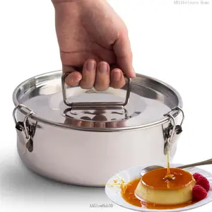 Stainless Steel Flan Pan, 63 oz Flanera Mold Cooker for Baking, Compatible with  3 6 8qt, Custard Pan, Flan dish with lid, Tart pan, Round fluted dish, oven dishwasher safeAAGlowHub30AB14Veloura Home