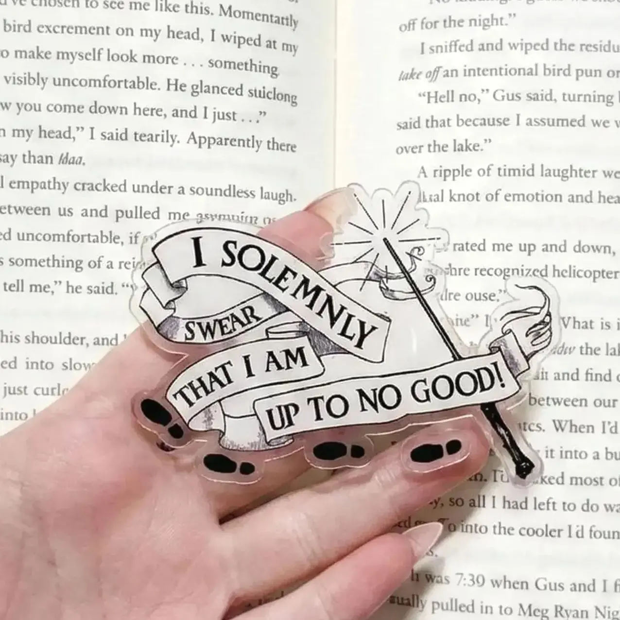 Magnetic Phone Grip Magic Spell Quote Magneticphonegrips – Up To No Good Scroll Design, Wizard School Aesthetic Kindleholder, Funny Reader Gift for Potterhead