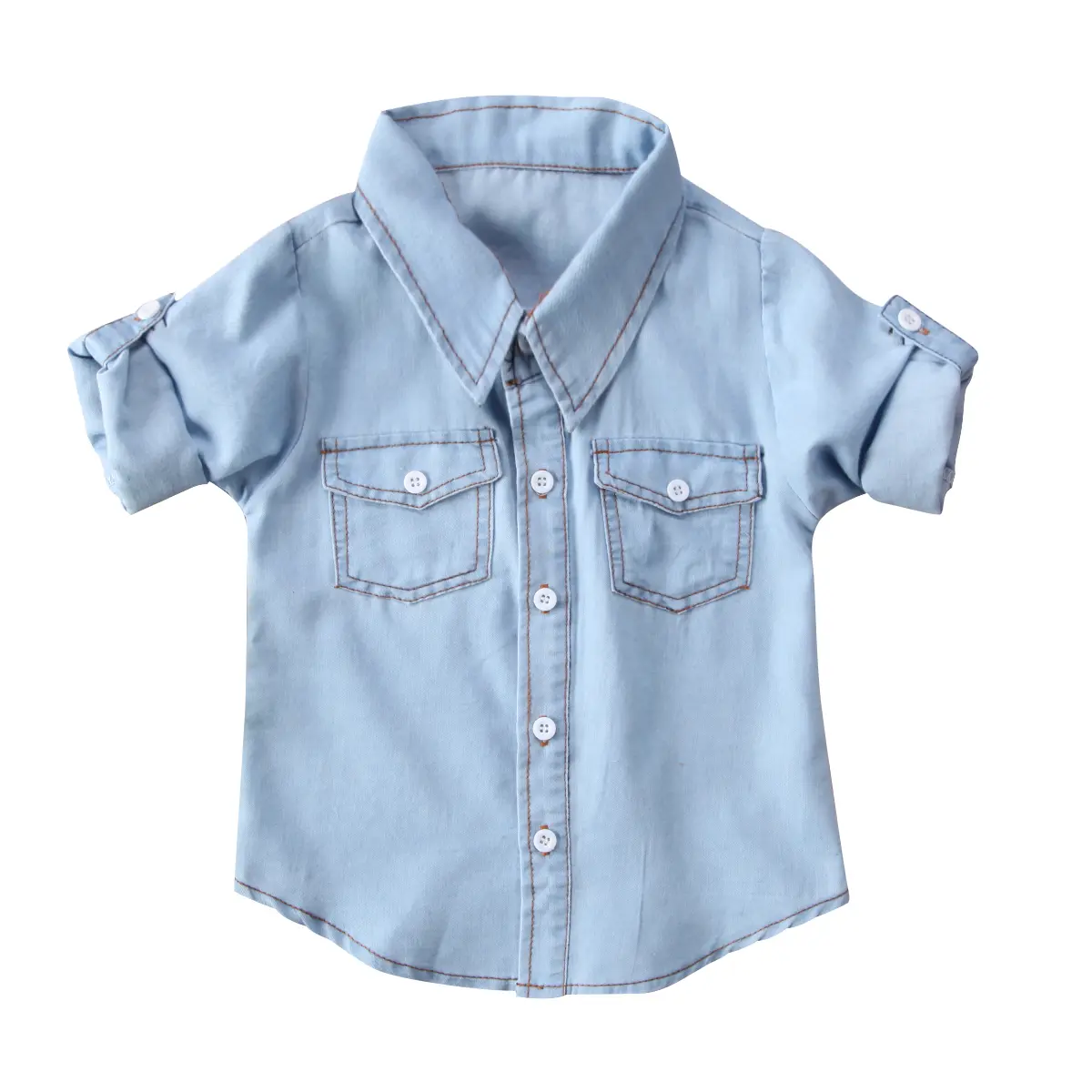 Canrulo Fashion Kids Toddler Baby Boy Girl Adjustable Sleeve Denim Shirt Tops Blouse