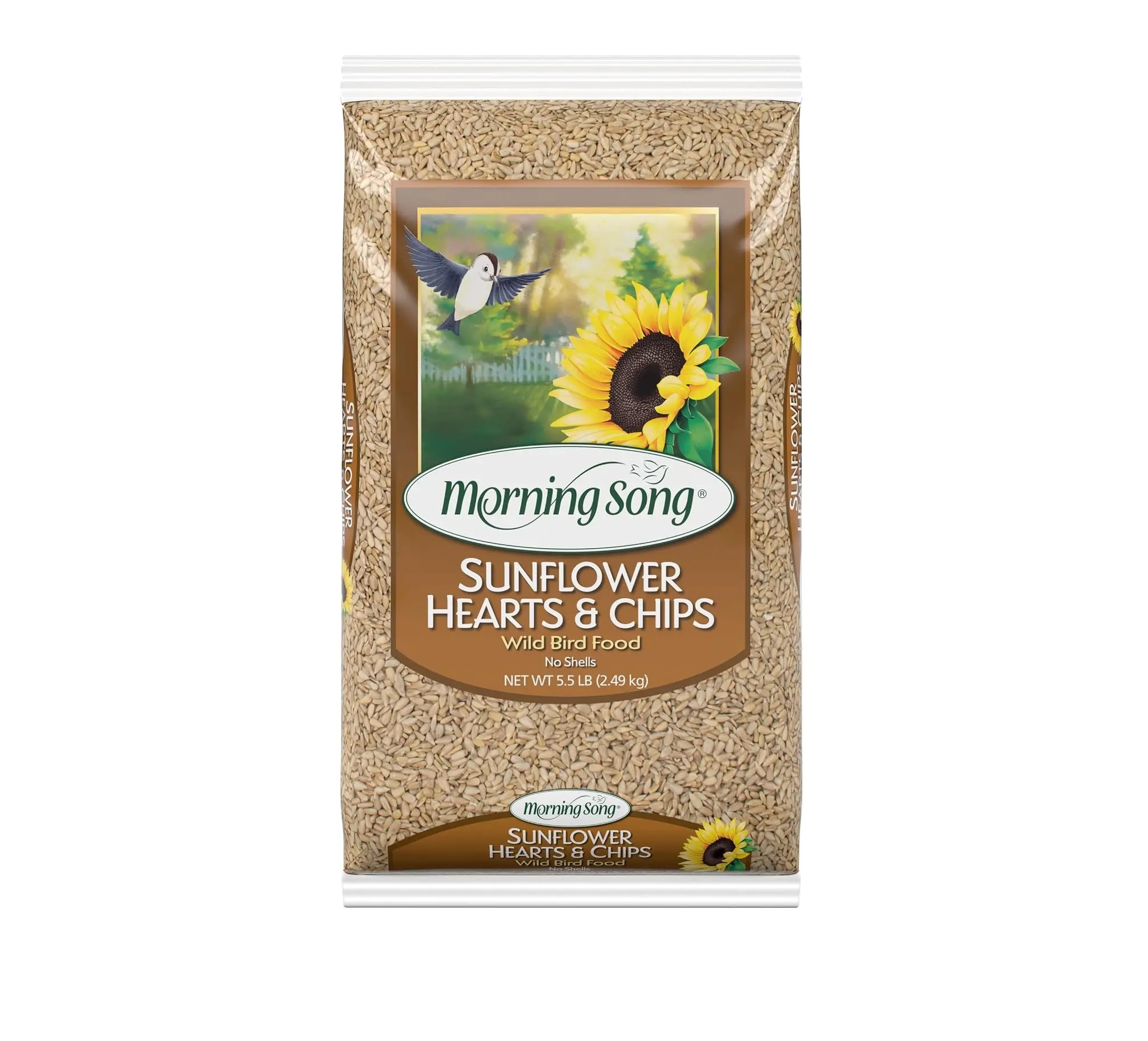 Morning Song Sunflower Hearts & Chips Wild Bird Food, No-Mess Bird Feed, 5.5-Lb Bag