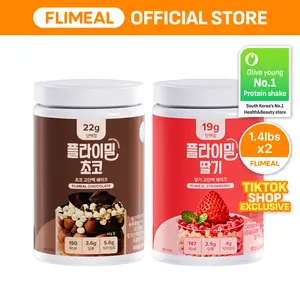 [Fullight Official] Flimeal Crunchy Protein Powder Bulk Duo (22.22ox x 2), Low Sugar & Keto-Friendly, High in American-Made Protein, Easily Digestible Preworkout Meal Replacement Drink